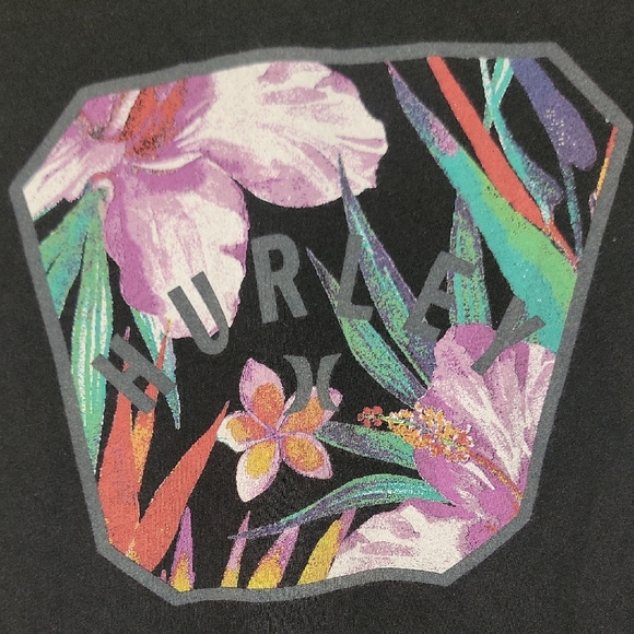 Hurley Black Long Sleeve Tee with Floral Design - Picture 5 of 5